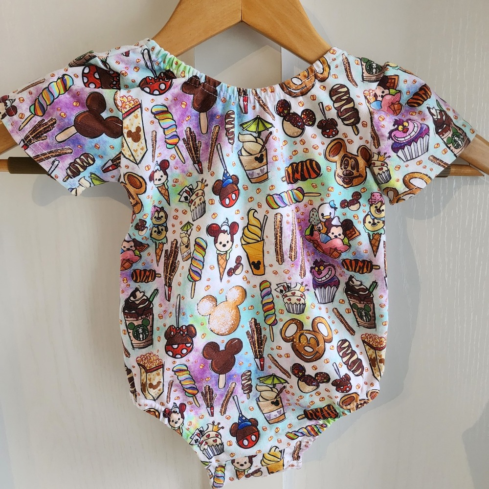 Elegantly Evelynn Small Shop Disney Snack Print Leotard Leo Girls 12-18 Months